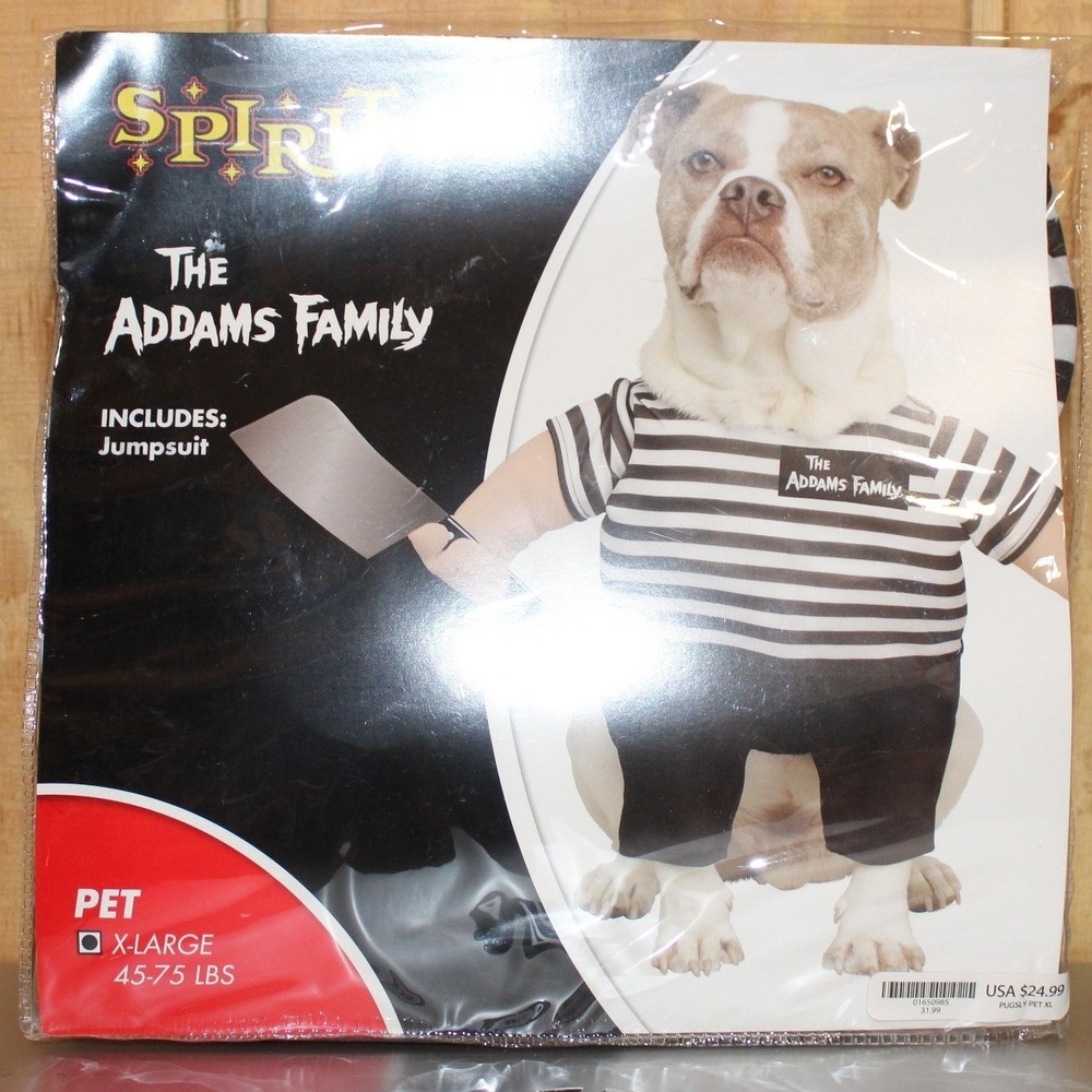 Spirit Halloween The Addams Family Pugsley Pet Costume Jumpsuit XL 45-75 LBS